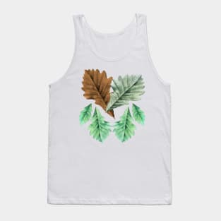 A leaf together with other leaves in an old vintage foliage. Tank Top